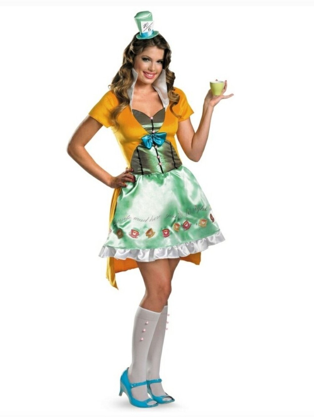 Y2K Walt Disney Alice in Wonderland Mad Hatter Costume Dress Size M -M027